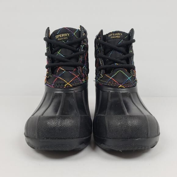 Sperry Port Rainbow Toddler Girls Size 12 Black Quilted Casual Duck Rain Boots - Picture 6 of 11